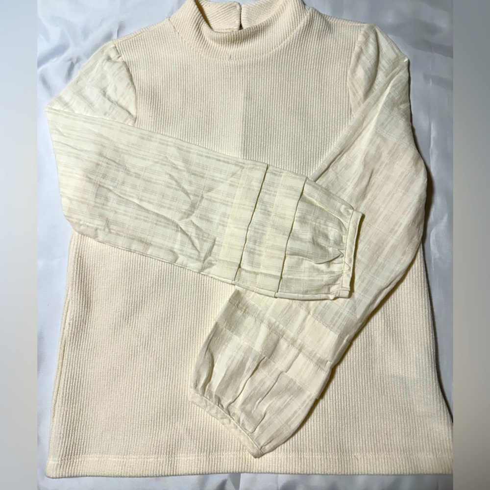 Madewell Women’s Ribbed Sweater cotton Lantern Sleeves small EUC